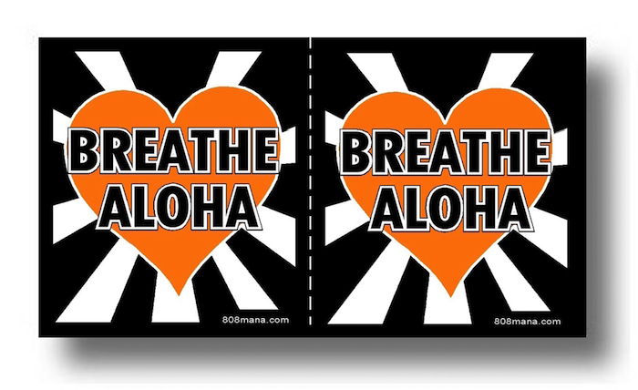 #145 BREATHE ALOHA ORANGE - DOUBLE VINYL STICKER- ©808MANA - BIG ISLAND LOVE LLC - ALL RIGHTS RESERVED