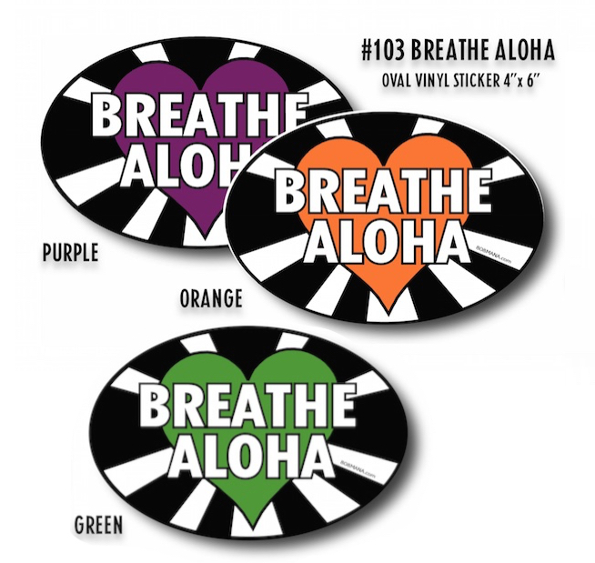 103 BREATHE ALOHA OVAL VINYL STICKER