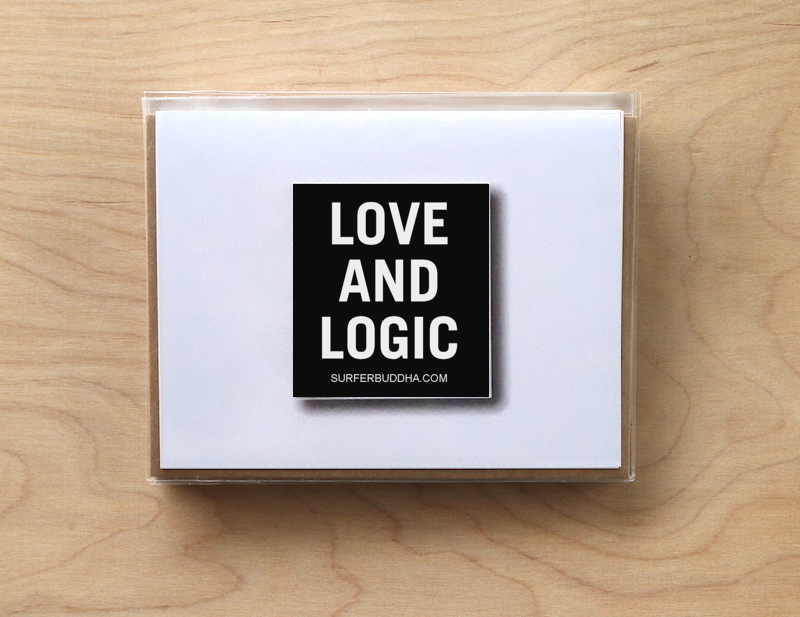 #C-816 LOVE AND LOGIC - GREETING CARD AND VINYL STICKER - ©808MANA - BIG ISLAND LOVE LLC